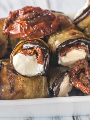 Cottage Cheese with Eggplant and Sundried Tomato
