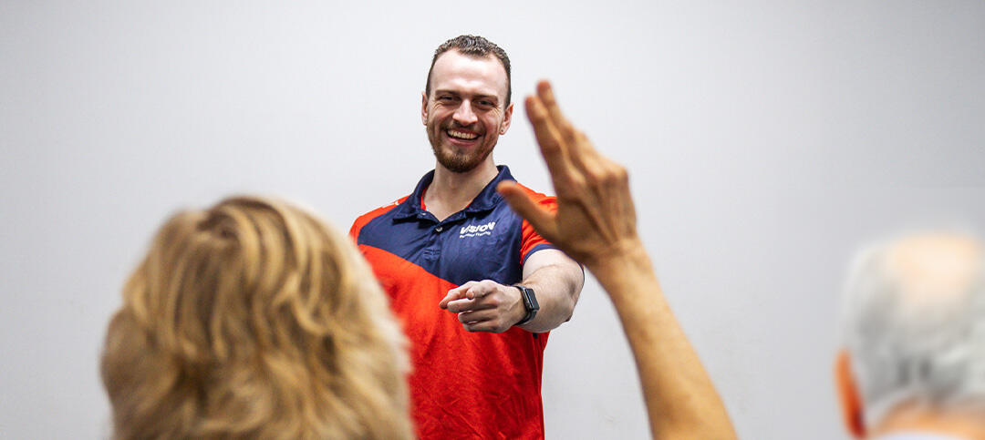 Male trainer running seminar